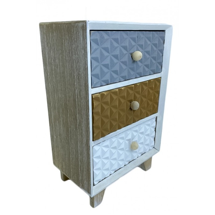 Cutie de bijuterii Amma din lemn , cu 3 sertare,lucrata cu atentie la detalii,aspect industrial,moderna,23 cm, multicolor [4]