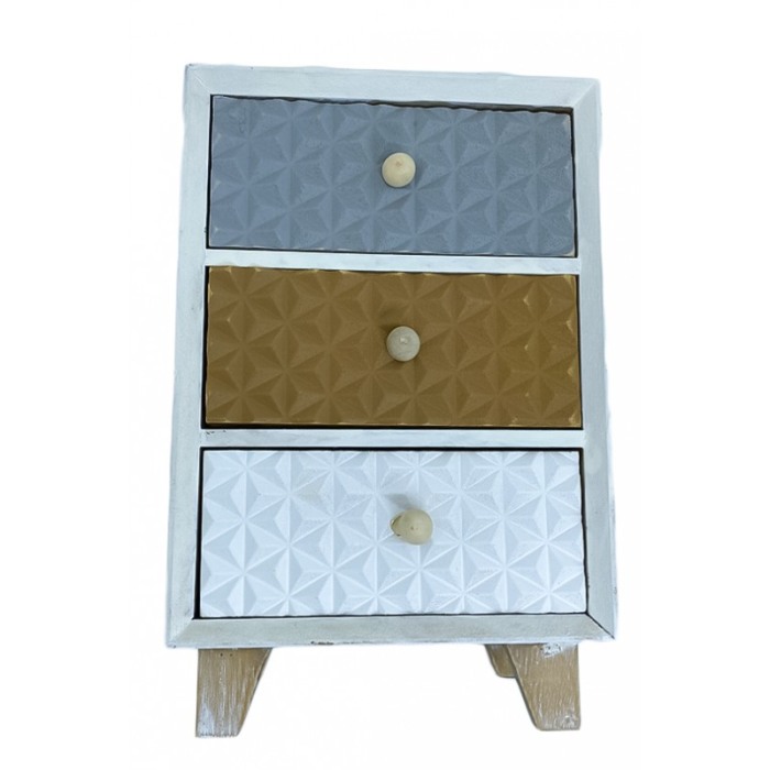 Cutie de bijuterii Amma din lemn , cu 3 sertare,lucrata cu atentie la detalii,aspect industrial,moderna,23 cm, multicolor [3]