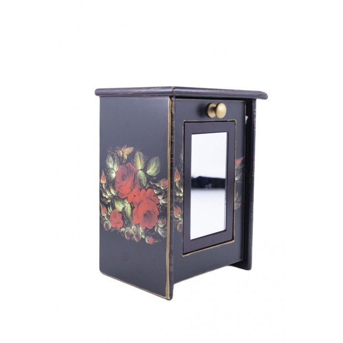 Cutie de bijuterii Anne cu aspect vintage din lemn ,maro inchis, cu capac , compartimentata,2 sertare,oglinda care se roteste, a [3]