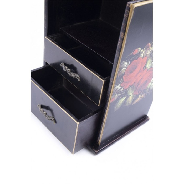 Cutie de bijuterii Anne cu aspect vintage din lemn ,maro inchis, cu capac , compartimentata,2 sertare,oglinda care se roteste, a [9]