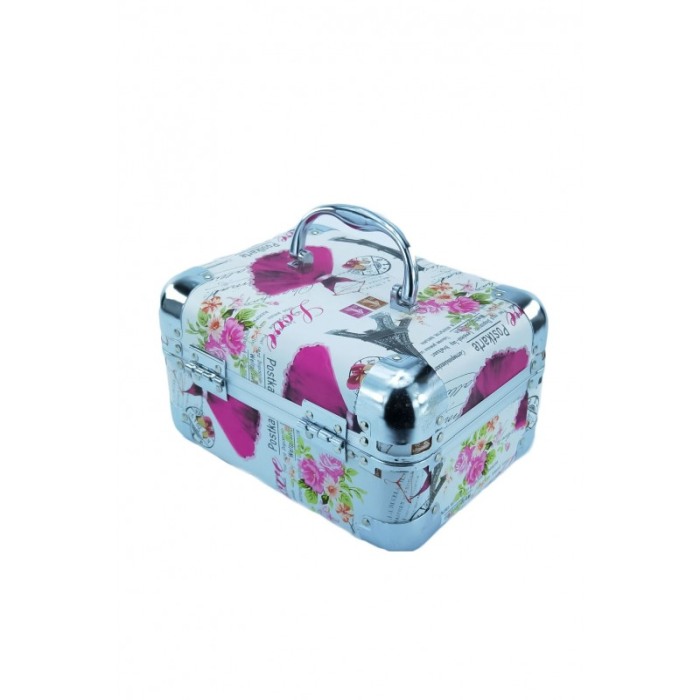 Cutie de bijuterii Big Trunk din material de calitate, model balerina ,detalii culoare roz,usor de transportat,detalii argintii, [3]