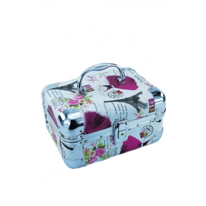 Cutie de bijuterii Big Trunk din material de calitate, model balerina ,detalii culoare roz,usor de transportat,detalii argintii, [2]