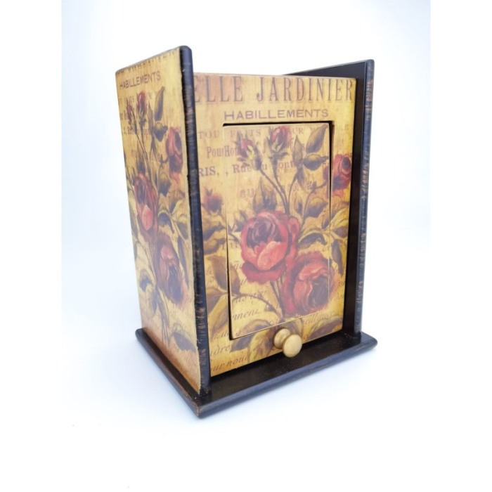 Cutie de bijuterii din lemn de calitate, design floral, contine sertare pentru bijuterii si oglinda,22 cm inaltime, doty [3]