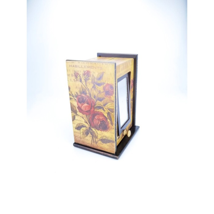 Cutie de bijuterii din lemn de calitate, design floral, contine sertare pentru bijuterii si oglinda,22 cm inaltime, doty [5]
