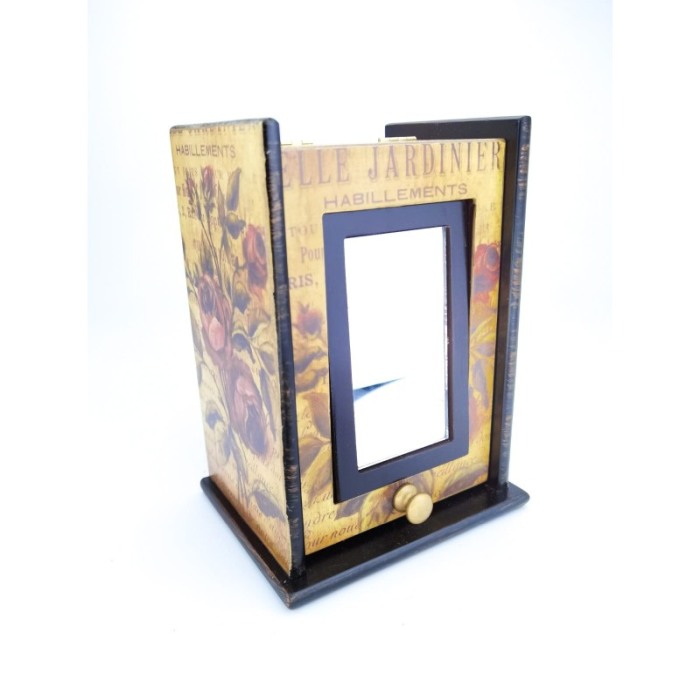 Cutie de bijuterii din lemn de calitate, design floral, contine sertare pentru bijuterii si oglinda,22 cm inaltime, doty [6]