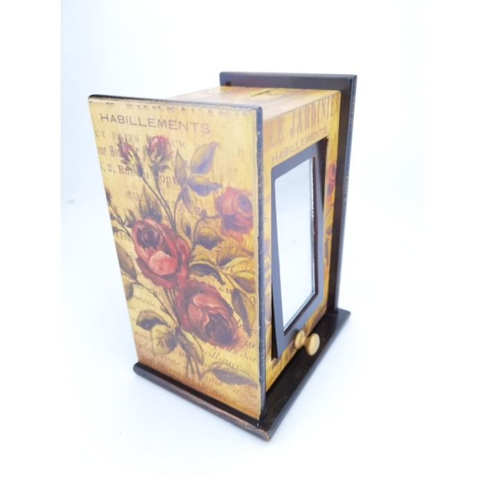 Cutie de bijuterii din lemn de calitate, design floral, contine sertare pentru bijuterii si oglinda,22 cm inaltime, doty [2]