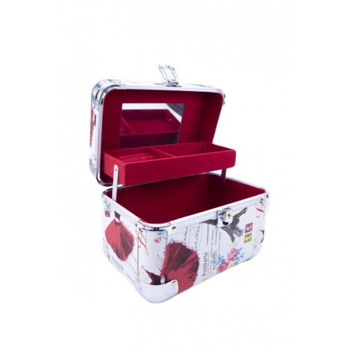 Cutie de bijuterii Giga Trunk Balerina  din material de calitate,usor de transportat,detalii argintii,2 nivele, 2 cheite,multico [4]