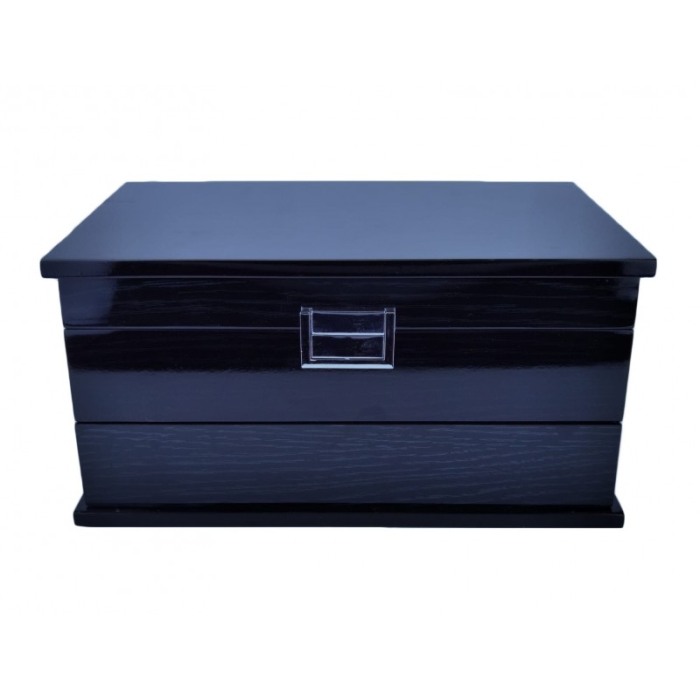 Cutie de bijuterii Luxurious din lemn de calitate, dispusa pe 3 nivele ,contine oglinda interioara, negru,30 cm, doty [2]