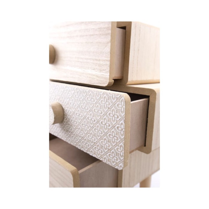 Cutie de bijuterii Pallas din lemn, cu 3 sertare spatioase, rustic, asimetrica, 31 x 30 cm, bej, Doty® [3]