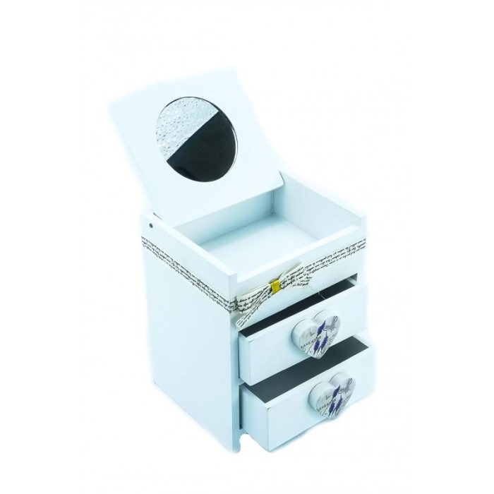 Cutie de bijuterii  Provence ,alba din lemn , cu capac ,model lavanda si fluture, 15 cm, Doty [5]