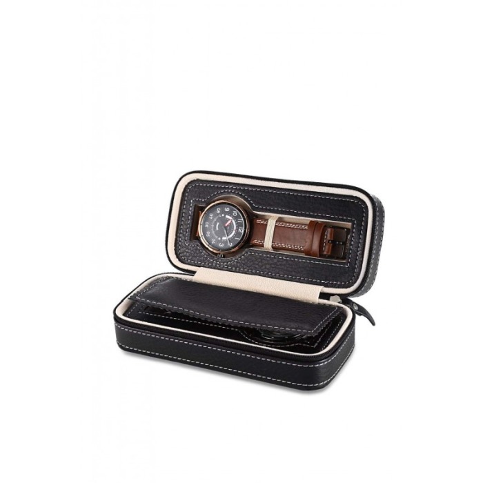 Cutie de ceasuri din piele ecologica TravelLineWatch, pentru 2 ceasuri,negru [4]