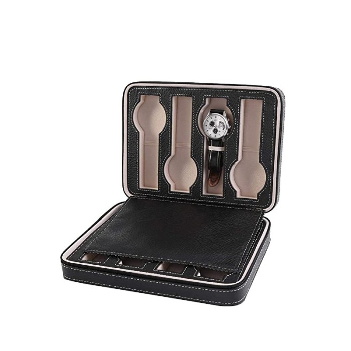 Cutie de ceasuri din piele ecologica TravelLineWatch, pentru 8 ceasuri,negru [7]