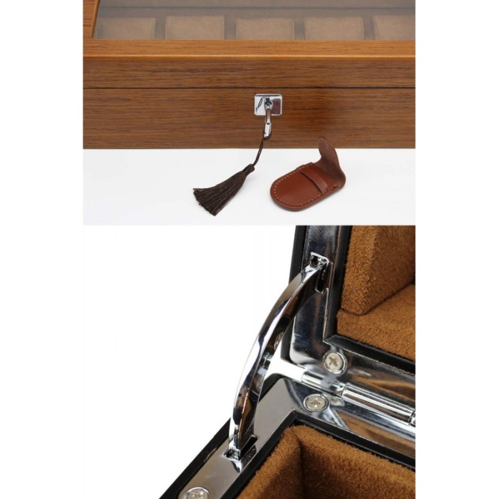 Cutie de ceasuri premium din lemn masiv, pentru 10 ceasuri, capac cu sticla DOTY [2]