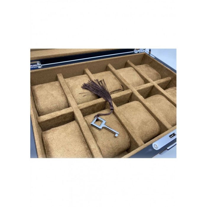 Cutie de ceasuri premium din lemn masiv, pentru 10 ceasuri, capac cu sticla DOTY [3]