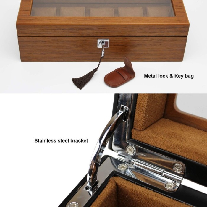 Cutie de ceasuri premium din lemn masiv, pentru 5 ceasuri, capac cu sticla DOTY [7]