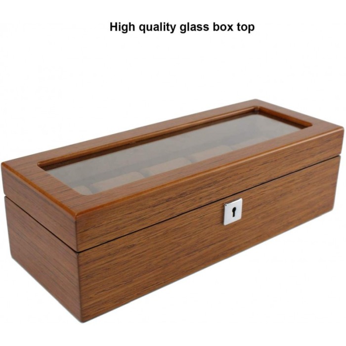 Cutie de ceasuri premium din lemn masiv, pentru 5 ceasuri, capac cu sticla DOTY [3]