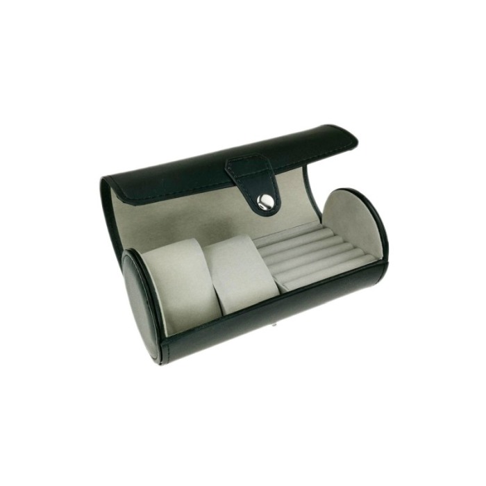 Cutie de ceasuri si bijuterii cilindrica , culoare negru 19 cm [1]