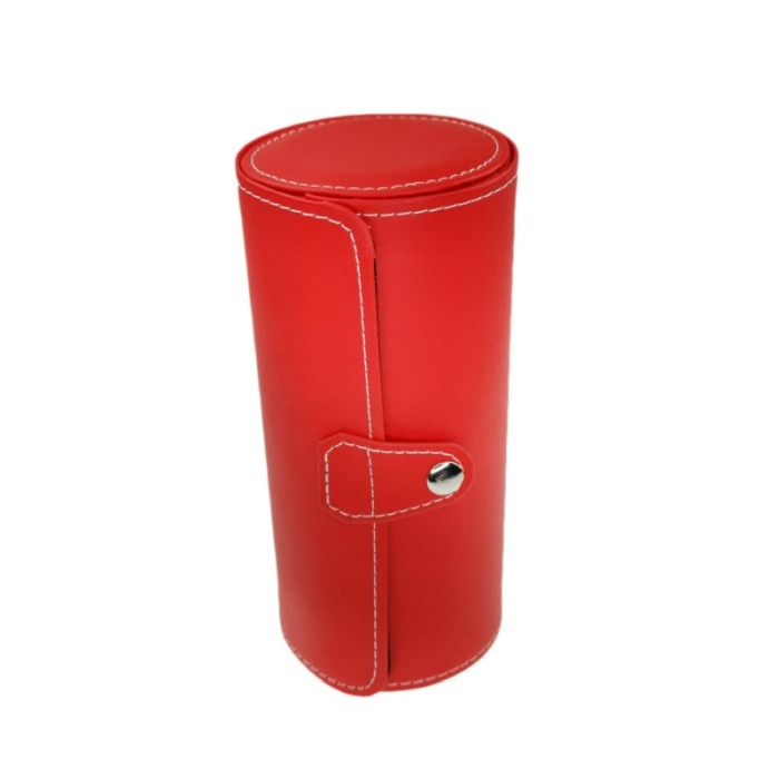 Cutie de ceasuri si bijuterii cilindrica , culoare Rosie 19 Cm [2]