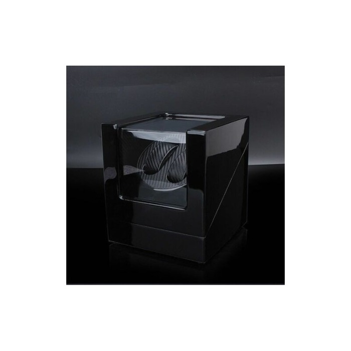 Cutie de culoare negru cu interior de carbon  Watch Winder,pentru 2 ceasuri automatice [3]