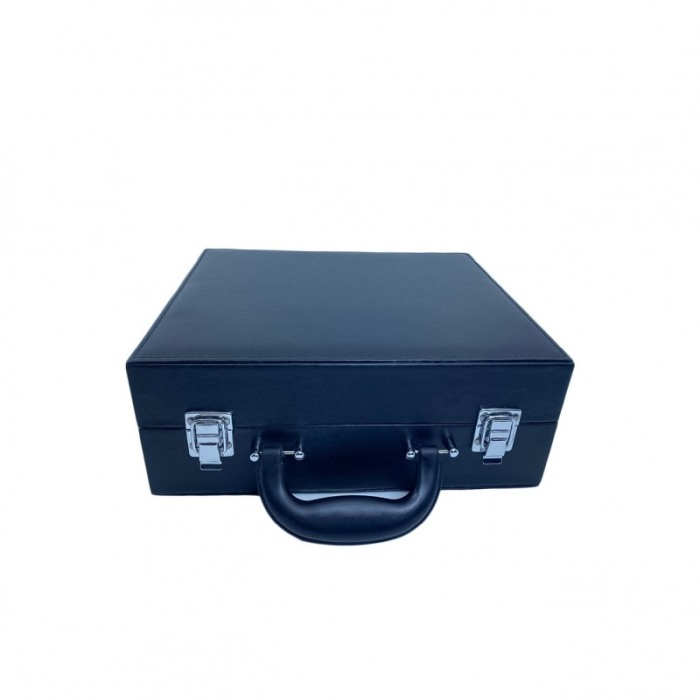 Cutie de organizare machiaj MakeUp Case,iluminata LED,piele ecologica, 29x24 cm , spatii depozitare, oglinda interioara, negru [4]