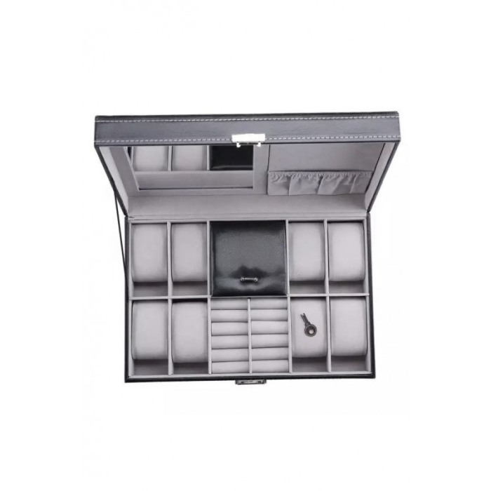 Cutie Depozitare 8 Ceasuri Si Accesorii Negru 2 In 1 cu oglinda interioara, negru mat , Doty [4]