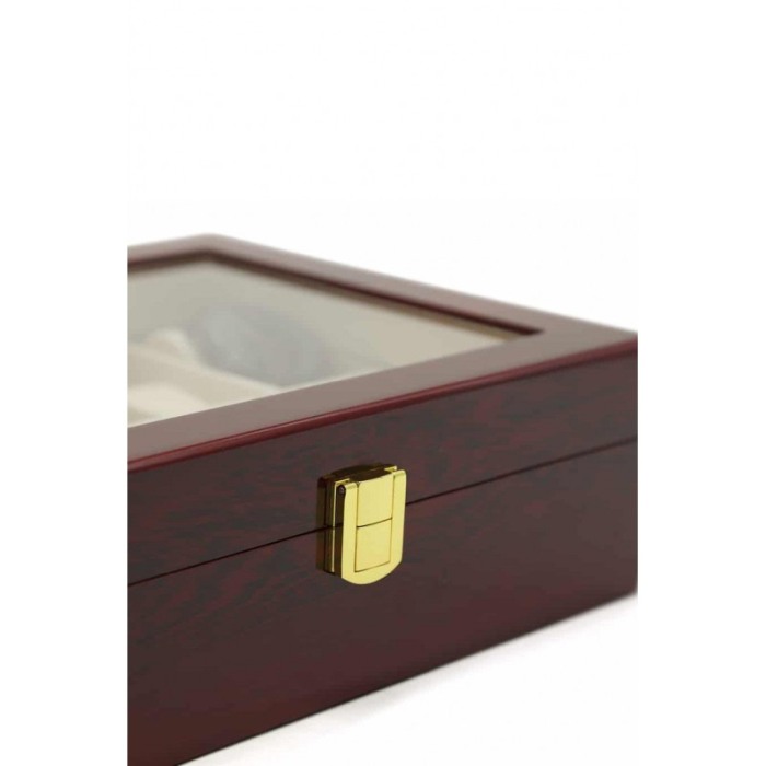 Cutie depozitare si organizare de lux, spatiu 10 ceasuri, lemn de calitate, mahon lucios, doty [4]