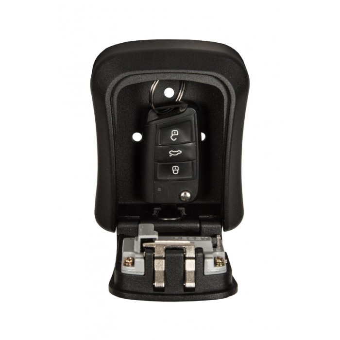 Cutie Metalica tip Seif, Depozitare Chei KeyUnlock Doty®, Cifru Mecanic, 9x11x4 cm, negru, accesorii incluse, de Perete, negru [10]