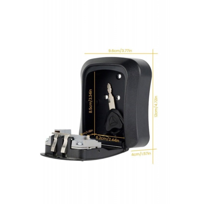 Cutie Metalica tip Seif, Depozitare Chei KeyUnlock Doty®, Cifru Mecanic, 9x11x4 cm, negru, accesorii incluse, de Perete, negru [4]