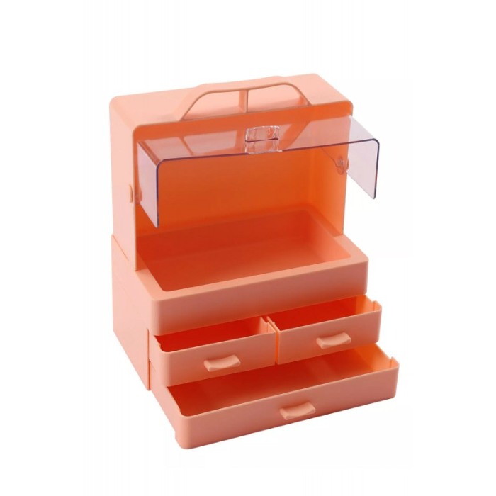 Cutie organizare si depozitare make-up sau produse de skincare BabySkin Doty®, 27x21x14 cm, crem rozaliu [5]