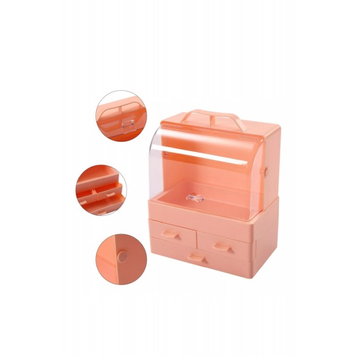 Cutie organizare si depozitare make-up sau produse de skincare BabySkin Doty®, 27x21x14 cm, crem rozaliu [1]