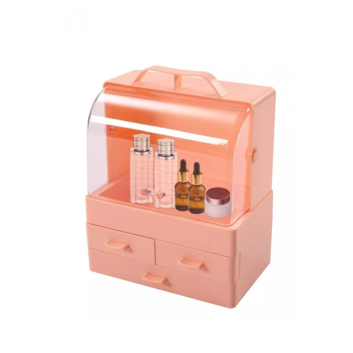 Cutie organizare si depozitare make-up sau produse de skincare BabySkin Doty®, 27x21x14 cm, crem rozaliu [9]