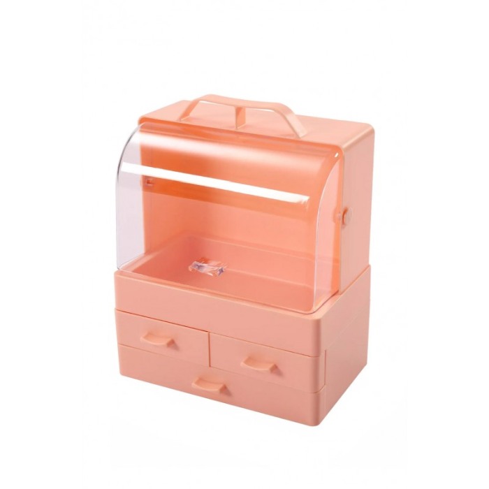 Cutie organizare si depozitare make-up sau produse de skincare BabySkin Doty®, 27x21x14 cm, crem rozaliu [8]