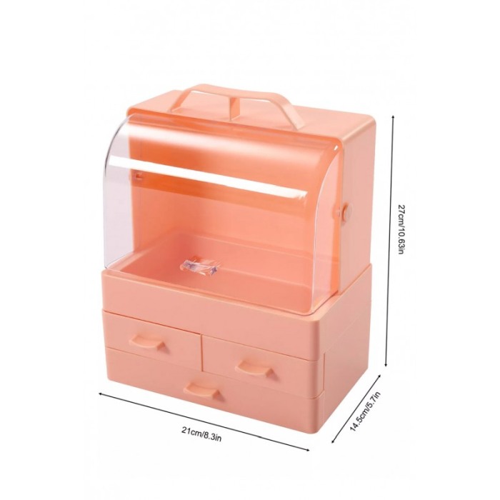 Cutie organizare si depozitare make-up sau produse de skincare BabySkin Doty®, 27x21x14 cm, crem rozaliu [6]
