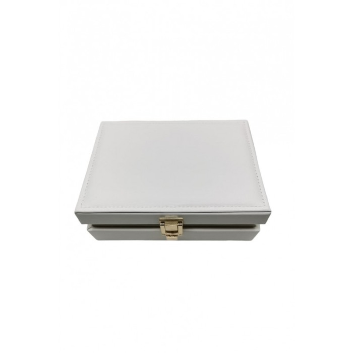 Cutie pentru bijuterii Blanchy Doty®, design creativ, compartimentata, din piele ecologica, 16x12 cm, alb [4]