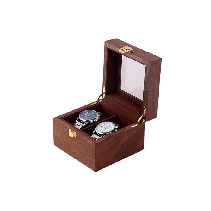 Cutie premium pentru 2 ceasuri ElevateWatch Doty®, din lemn/sticla, cu pernite incluse, 12x12x8 cm [2]