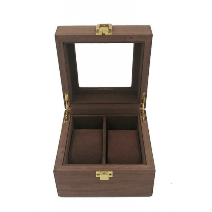 Cutie premium pentru 2 ceasuri ElevateWatch Doty®, din lemn/sticla, cu pernite incluse, 12x12x8 cm [6]