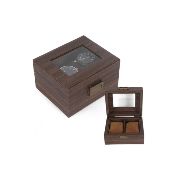 Cutie premium pentru 2 ceasuri ElevateWatch Doty®, din lemn/sticla, cu pernite incluse, 12x12x8 cm [5]