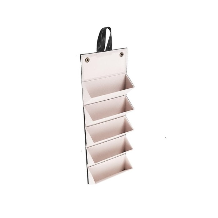 Cutie suport pentru ochelari GlassesBox Doty®, pliabil, portabila, 47x16 cm, 5 spatii, piele ecologica neagra [10]