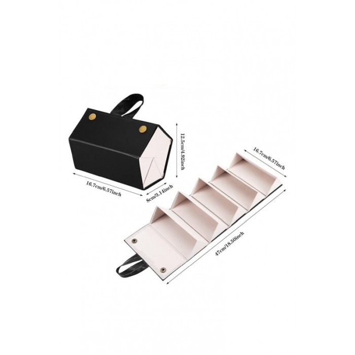 Cutie suport pentru ochelari GlassesBox Doty®, pliabil, portabila, 47x16 cm, 5 spatii, piele ecologica neagra [9]