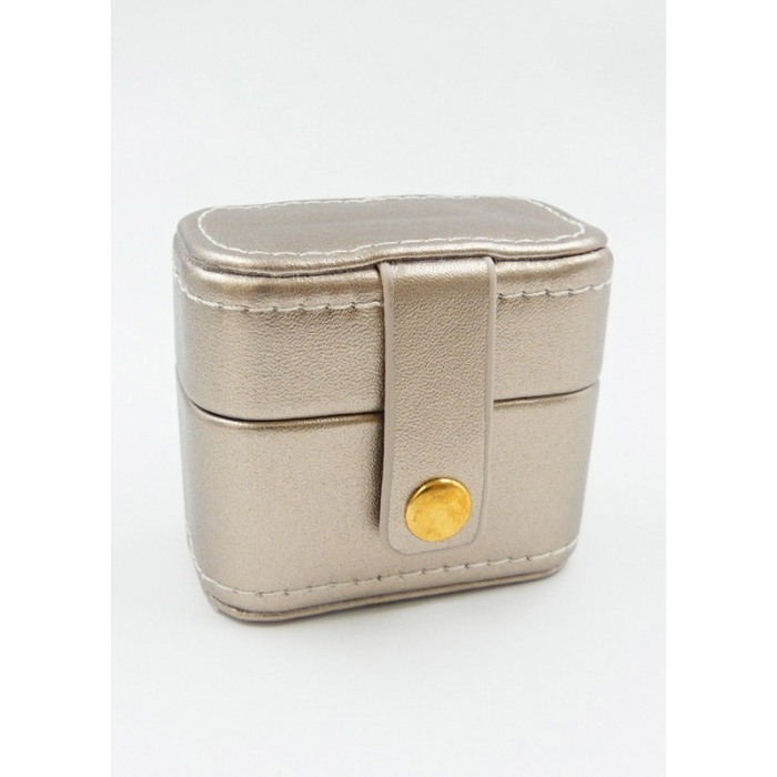 Cutiuta Sissy Rings, pentru transport inele, 4 spatii, piele ecologica, catarama aurie, 6x7x3 cm, bej metalizat, Doty®️ [4]