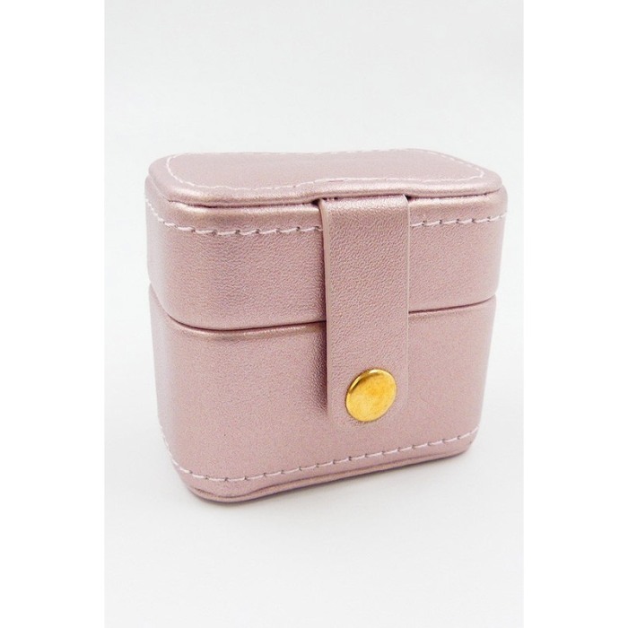 Cutiuta Sissy Rings, pentru transport inele, 4 spatii, piele ecologica, catarama aurie, 6x7x3 cm, roz antichizat, Doty®️ [3]