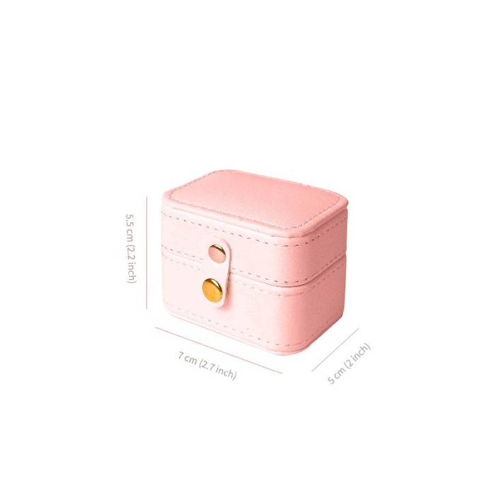 Cutiuta Sissy Rings, pentru transport inele, 4 spatii, piele ecologica, catarama aurie, 6x7x3 cm, roz antichizat, Doty®️ [6]