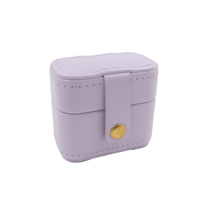 Cutiuta Sissy Rings, pentru transport inele, 4 spatii, piele ecologica, catarama aurie, eleganta, 6x7x3 cm, mov deschis, Doty®️ [4]
