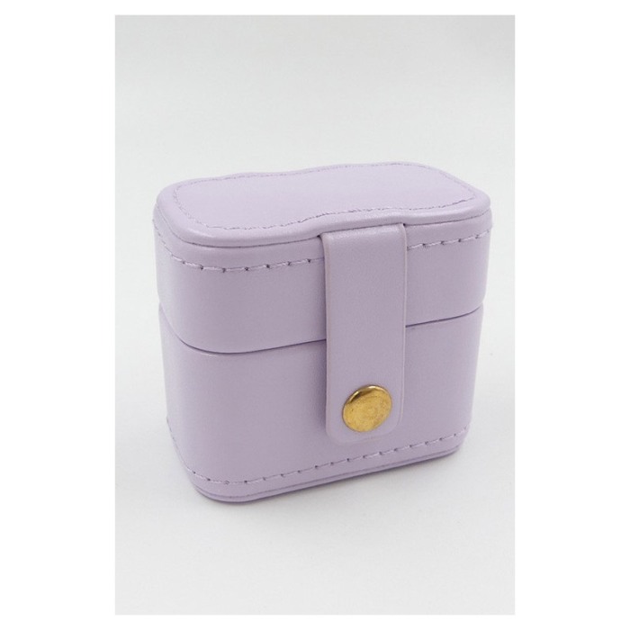 Cutiuta Sissy Rings, pentru transport inele, 4 spatii, piele ecologica, catarama aurie, eleganta, 6x7x3 cm, mov deschis, Doty®️ [6]