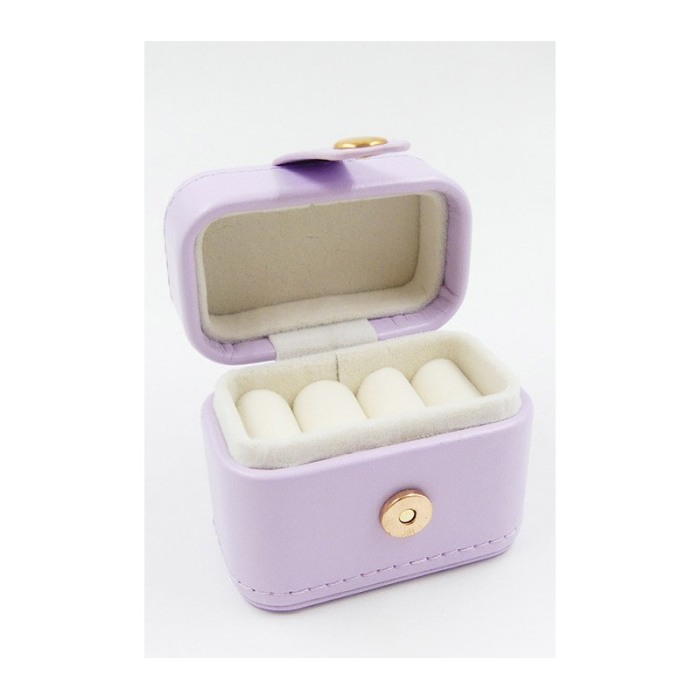 Cutiuta Sissy Rings, pentru transport inele, 4 spatii, piele ecologica, catarama aurie, eleganta, 6x7x3 cm, mov deschis, Doty®️ [5]