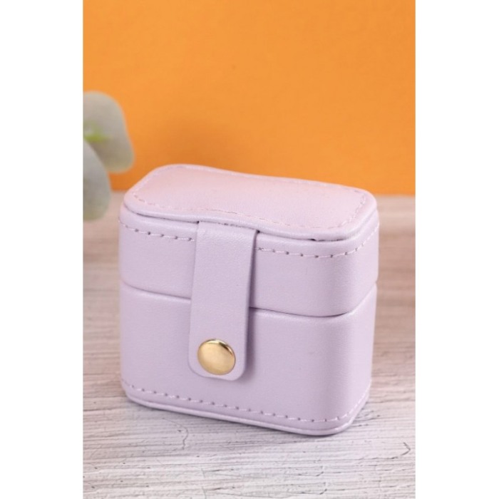 Cutiuta Sissy Rings, pentru transport inele, 4 spatii, piele ecologica, catarama aurie, eleganta, 6x7x3 cm, mov deschis, Doty®️ [1]