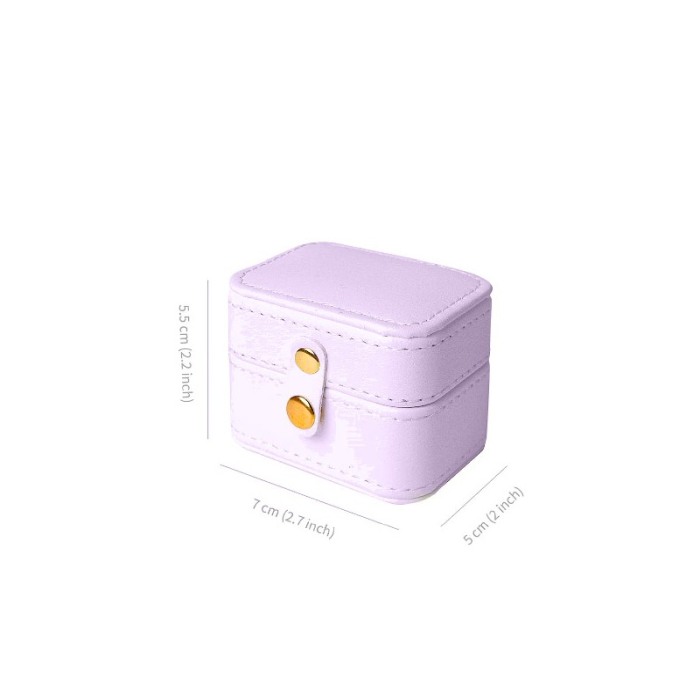 Cutiuta Sissy Rings, pentru transport inele, 4 spatii, piele ecologica, catarama aurie, eleganta, 6x7x3 cm, mov deschis, Doty®️ [3]