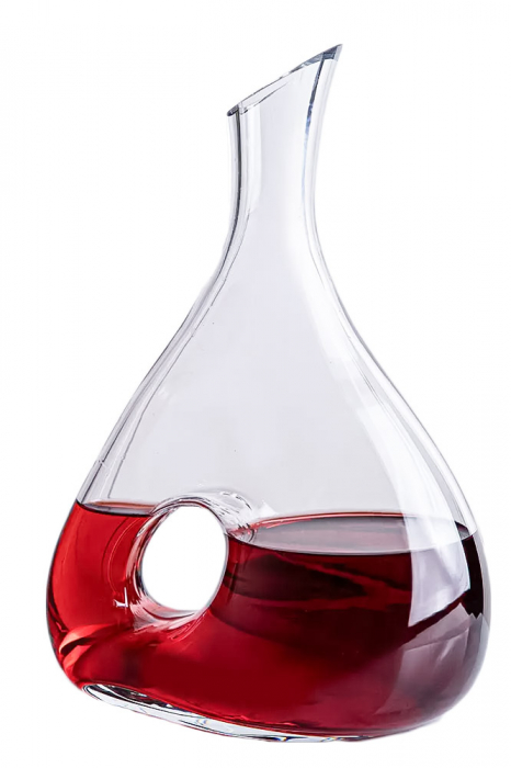 Decantor de vin Sommelier Wine Decanter Doty®, design elegant si practic, din sticla, transparent, varf curbat, ideal pentru servire, 1600 ml [2]