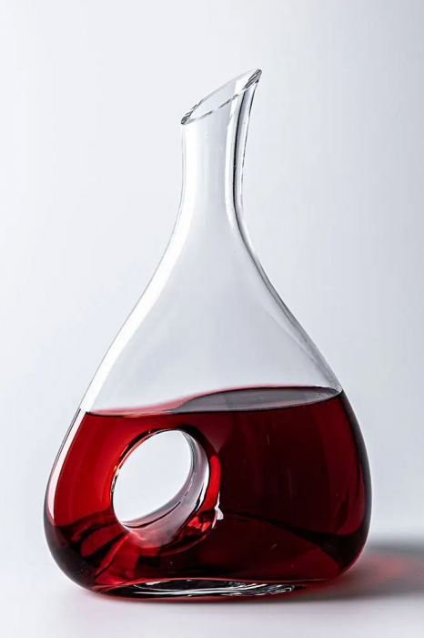 Decantor de vin Sommelier Wine Decanter Doty®, design elegant si practic, din sticla, transparent, varf curbat, ideal pentru servire, 1600 ml [3]