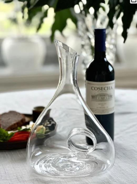 Decantor de vin Sommelier Wine Decanter Doty®, design elegant si practic, din sticla, transparent, varf curbat, ideal pentru servire, 1600 ml [7]